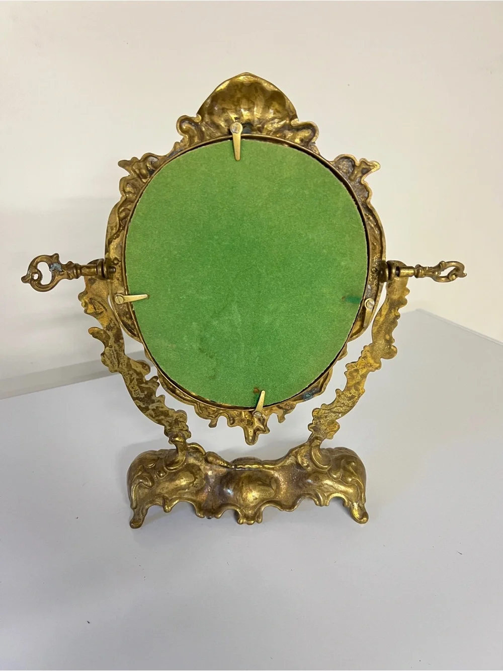 Antique-Style Gold Ornate Vanity Mirror with Cherub Motif